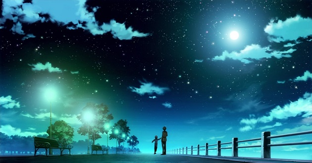 Hình ảnh bầu trời đêm đẹp anime