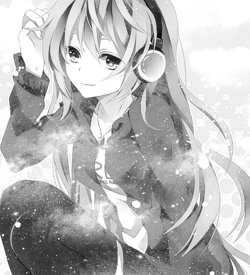 Hình ảnh anime girl đen trắng